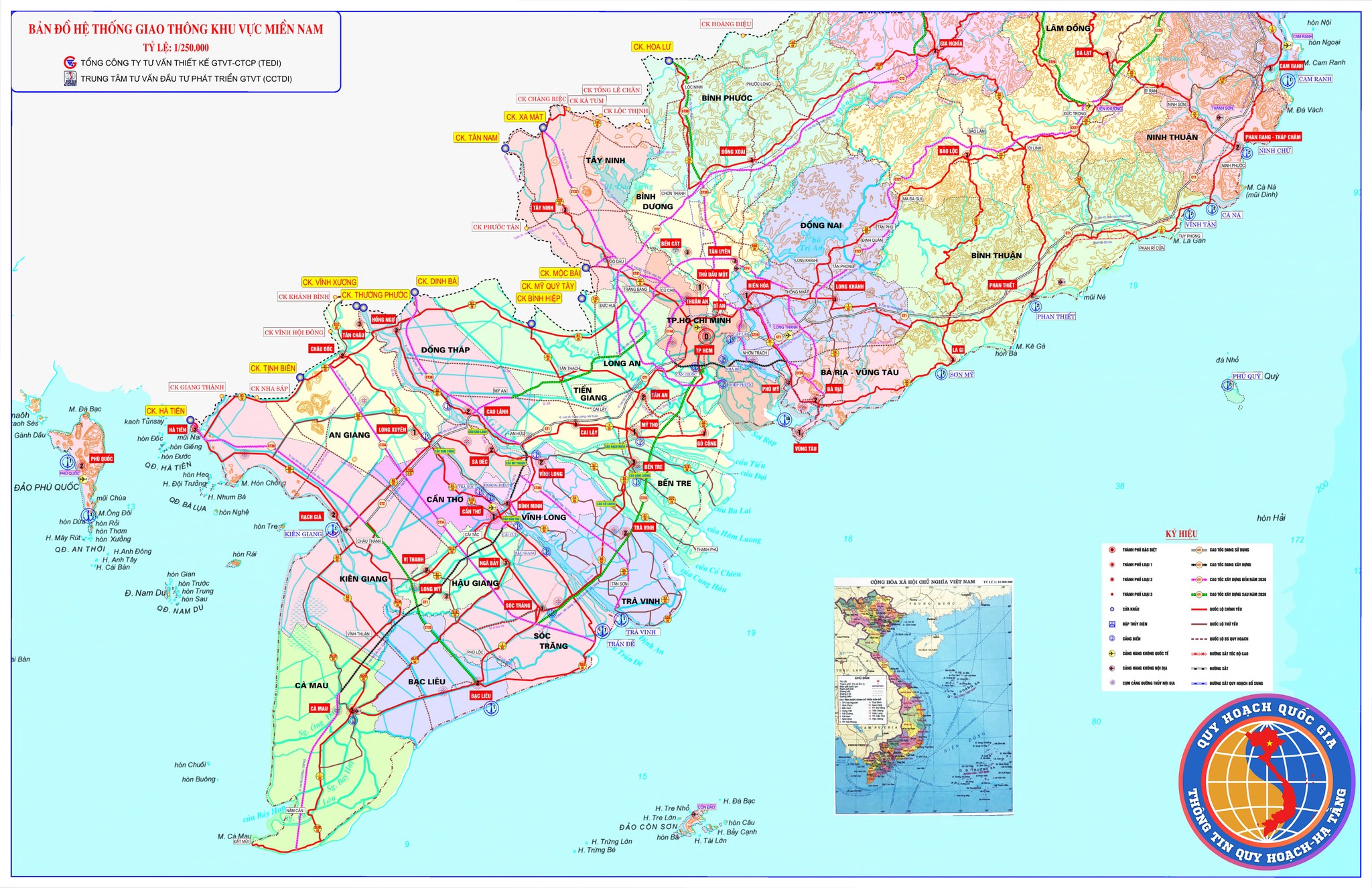 bản đồ hệ thông giao thông khu vực Miền Nam 2025-2030